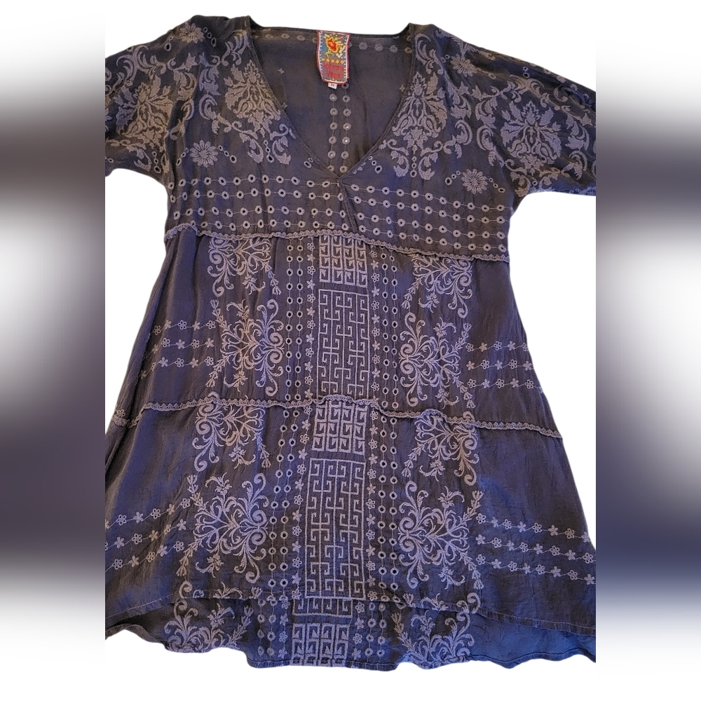 JOHNNY WAS EMBROIDERED EYELET TUNIC